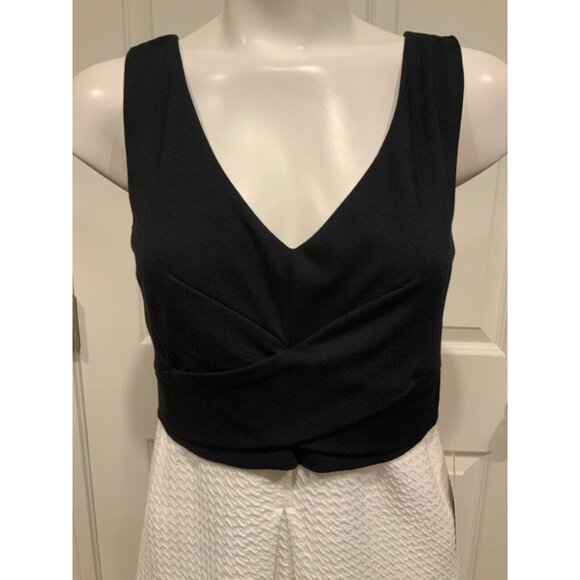 Maeve Black V-Neck & White Textured Skirt Dress Size 6 - Picture 2 of 7